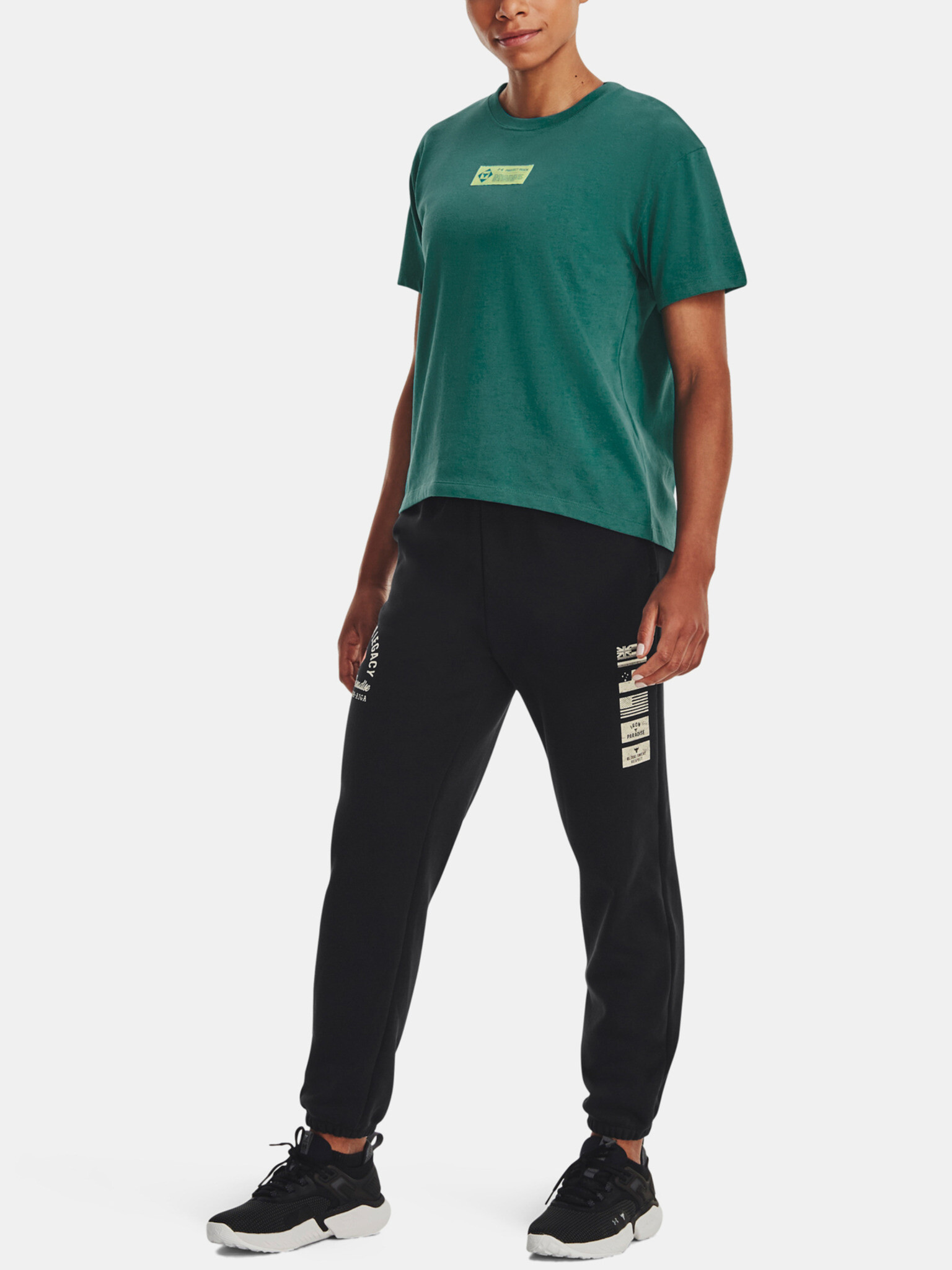 Under Armour UA Project Rock Globe SS T-shirt Zelen - Pepit.bg