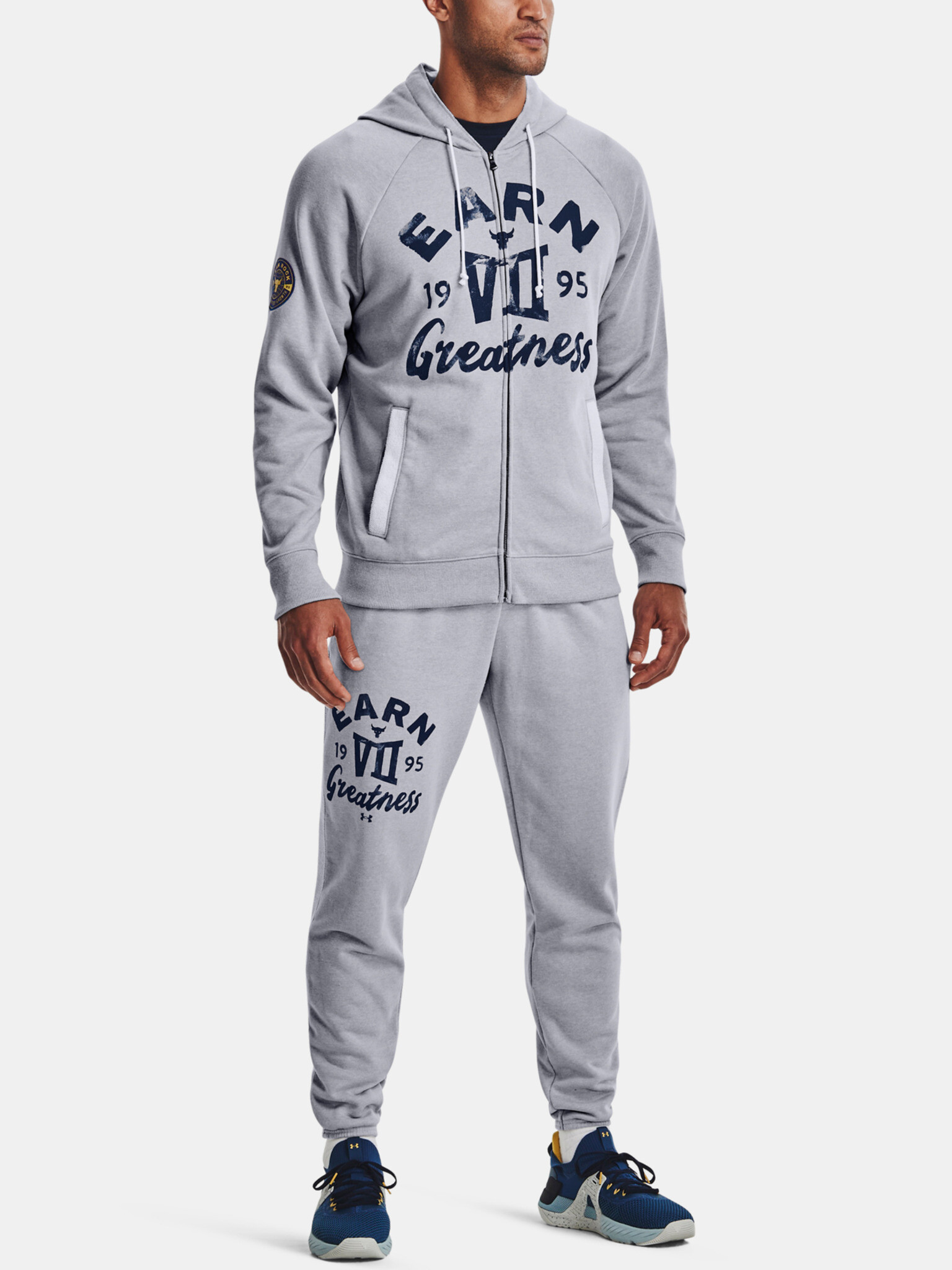 Under Armour UA Project Rock Hvywght Terry FZ Sweatshirt Siv - Pepit.bg