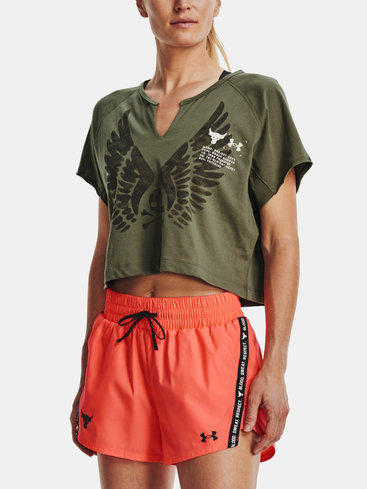 Under Armour UA Project Rock Wings SSV T-shirt Zelen - Pepit.bg