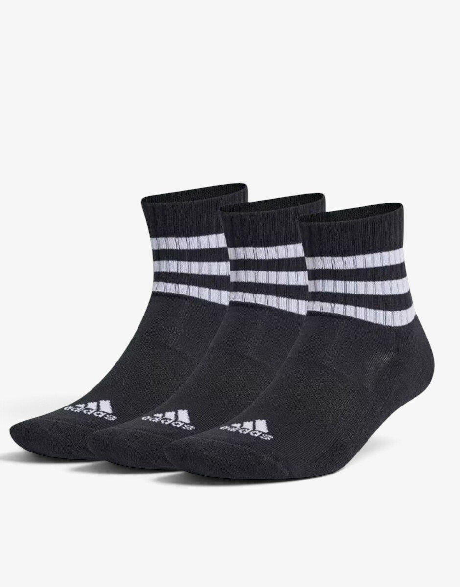 adidas 3 Packs Cushioned Sportswear 3-Stripes Black