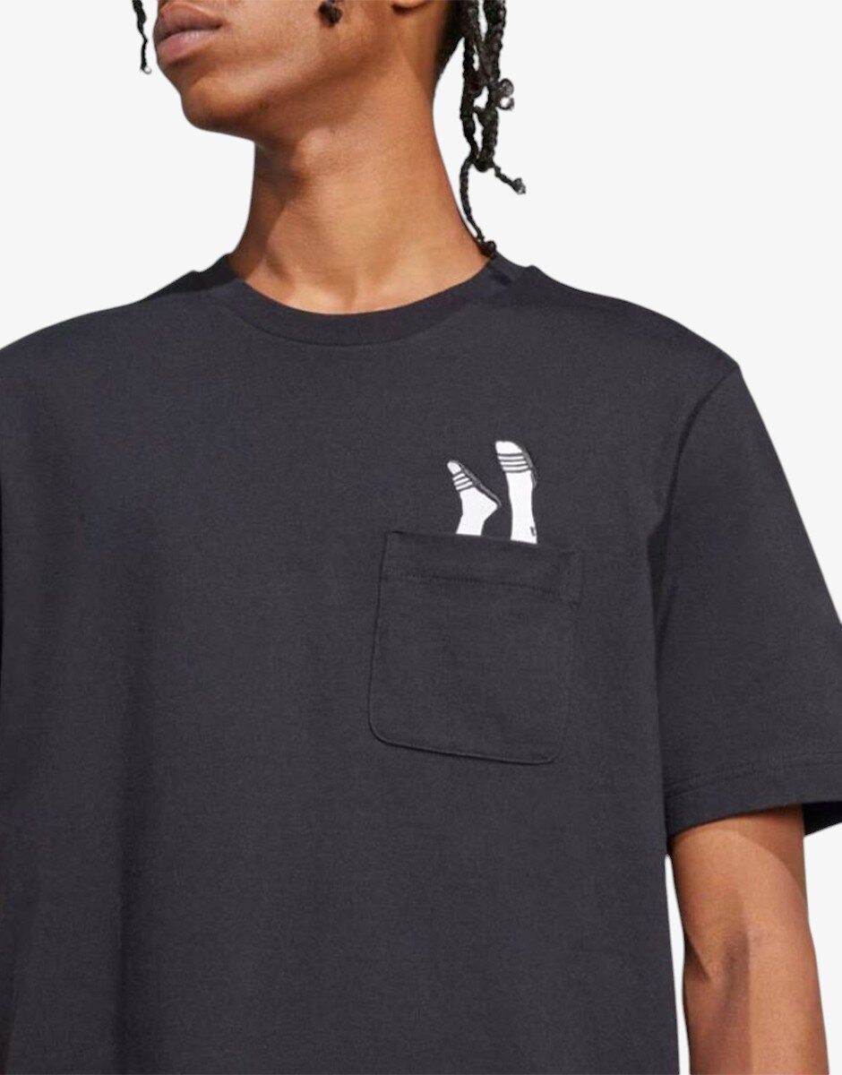 adidas Lounge Slides Graphic Pocket Tee Black
