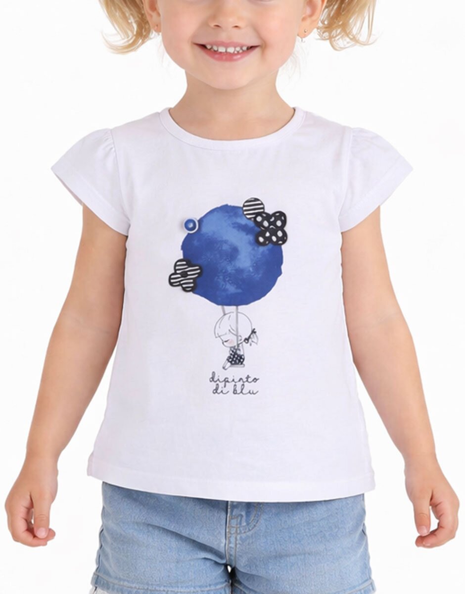 Chicco Girls Tee White/Blue