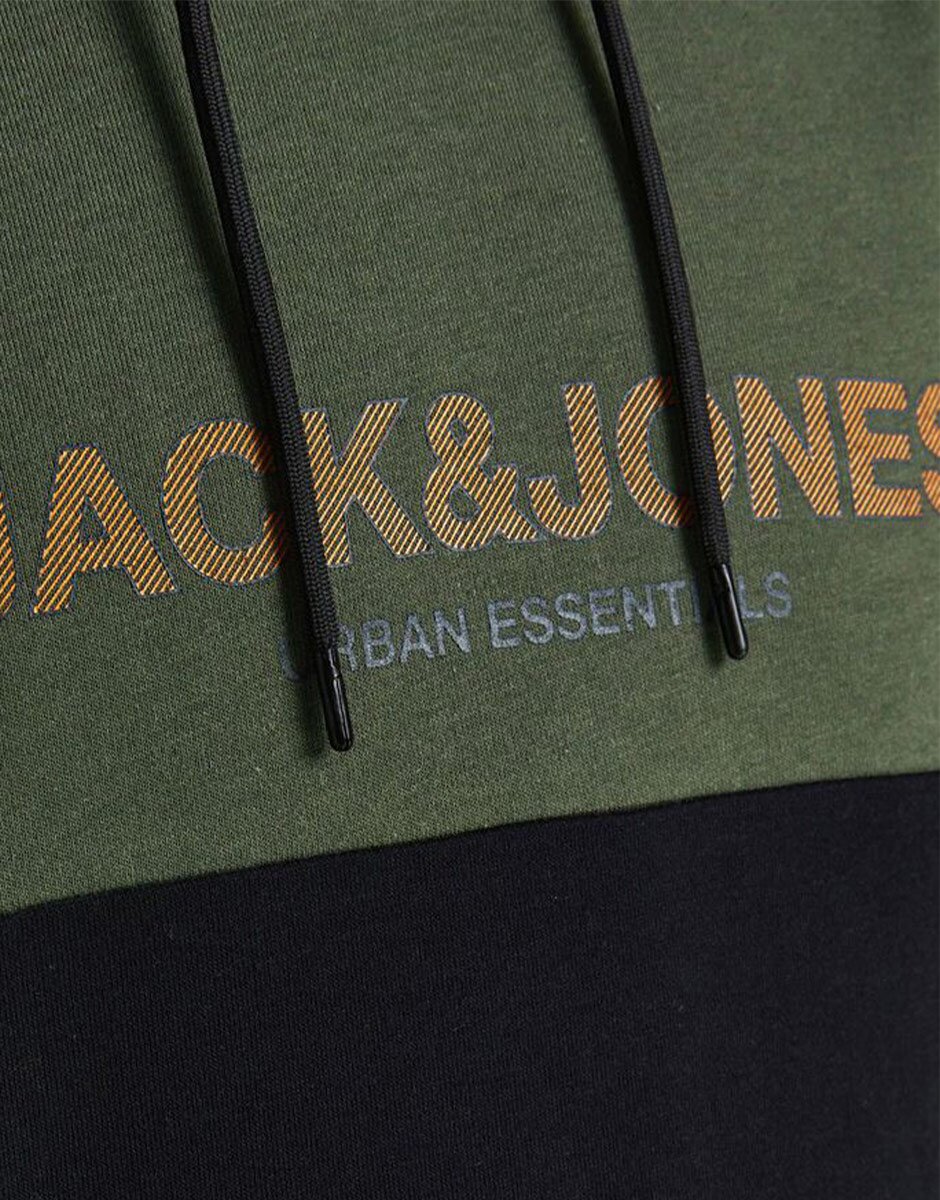 JACK&JONES Colourblock Logo Hoodie Green