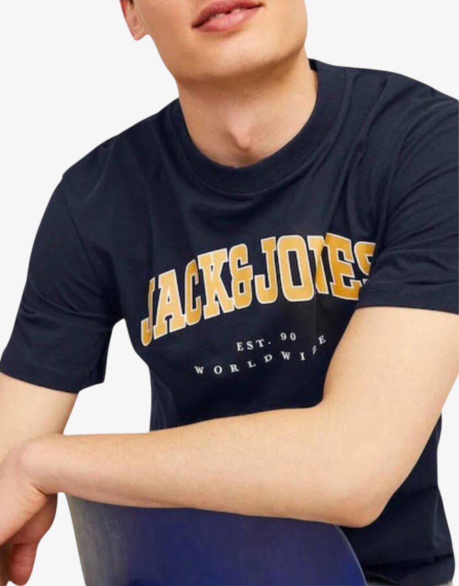 JACK&JONES Jjecaleb Varsity Tee SS O-Neck Noos Navy