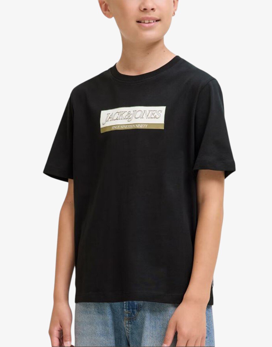 JACK&JONES Jorinwood Block Brend Tee Ss Cn Noos Jnr Black