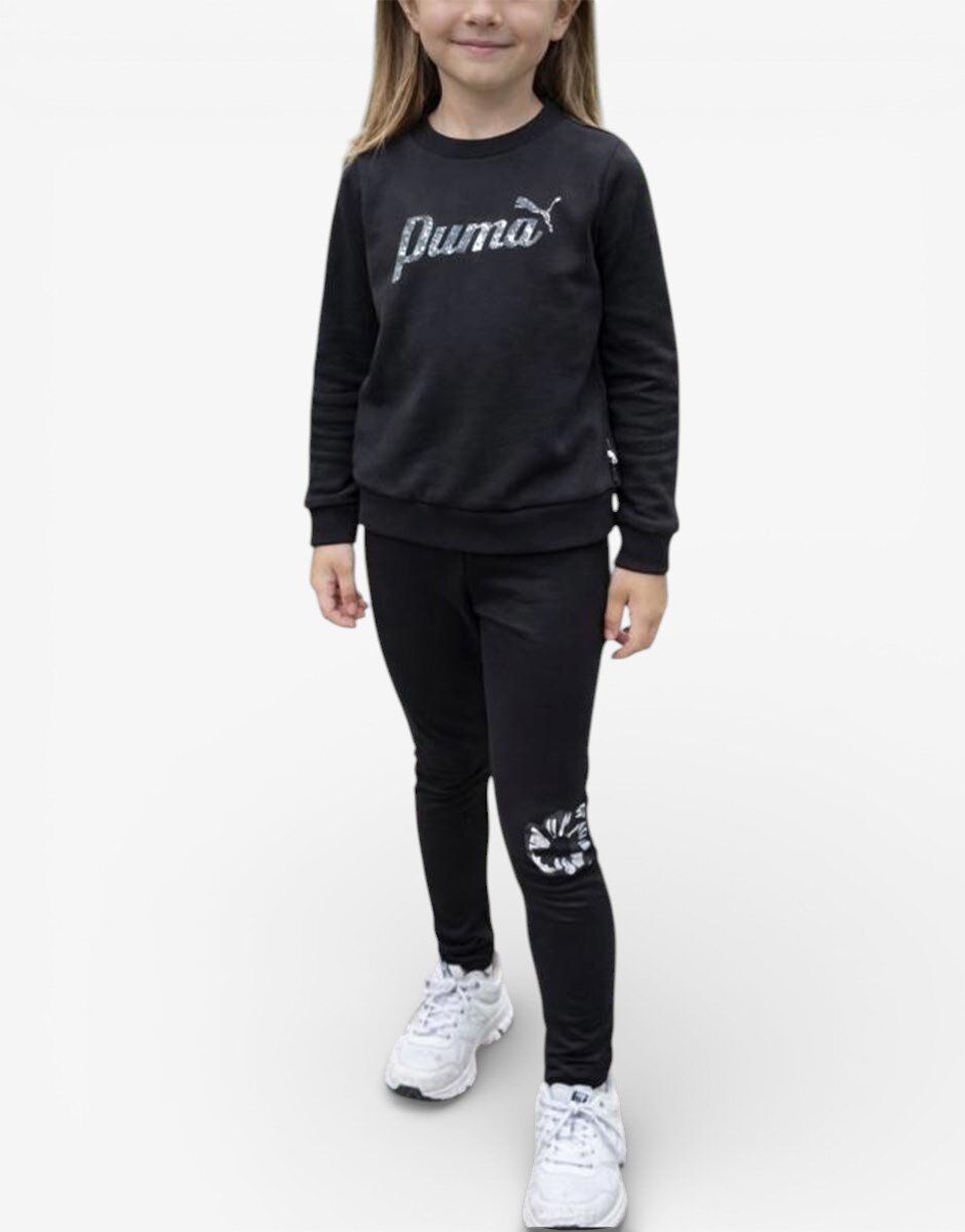Puma Class Act Crew And Leggings Fleece Set Black