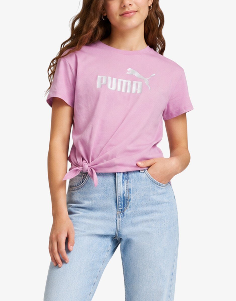 Puma Ess Logo Knotted Tee G Pink