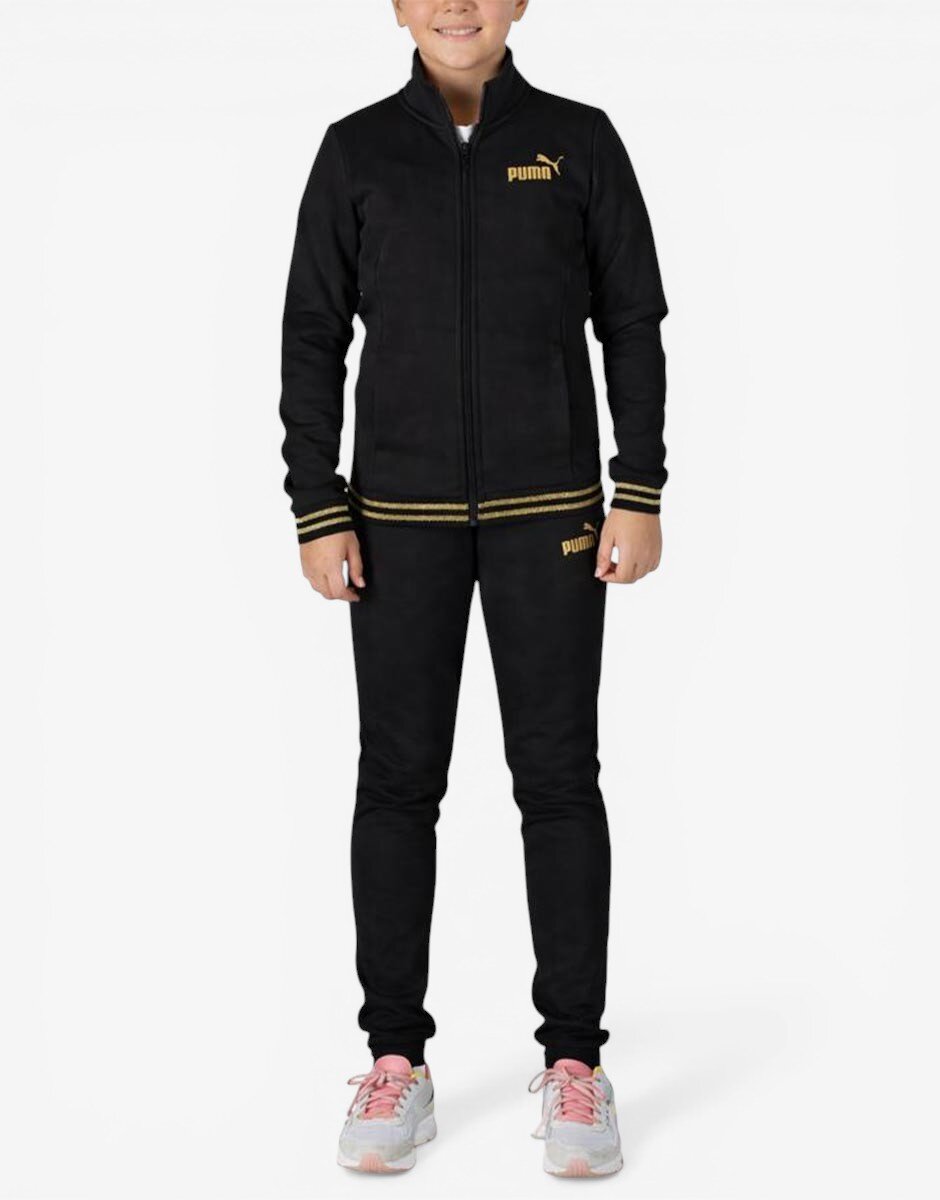 Puma Essentials+ Glitter Full-Zip Tracksuit Black