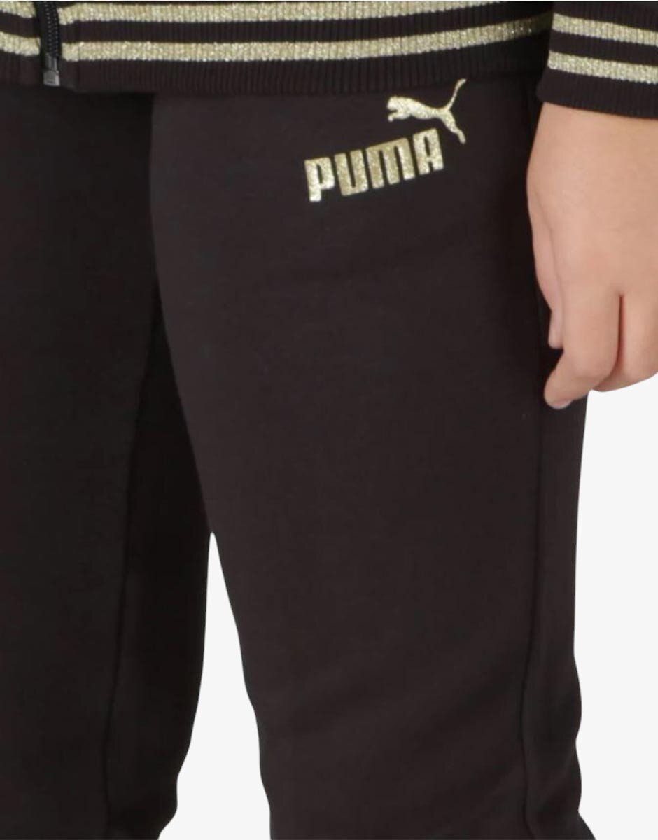 Puma Essentials+ Glitter Full-Zip Tracksuit Black