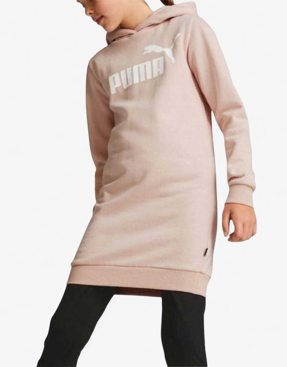 Puma Essentials Logo Hooded Dress Pink
