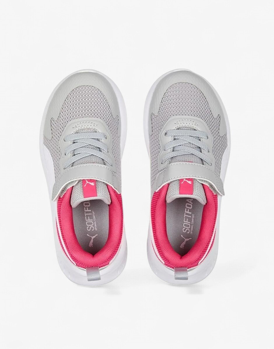 Puma Evolve Run Mesh Alternative Closure Shoes Grey/Pink Jr