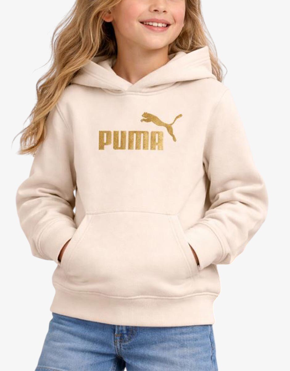 Puma Glitter Logo Hoodie Beige