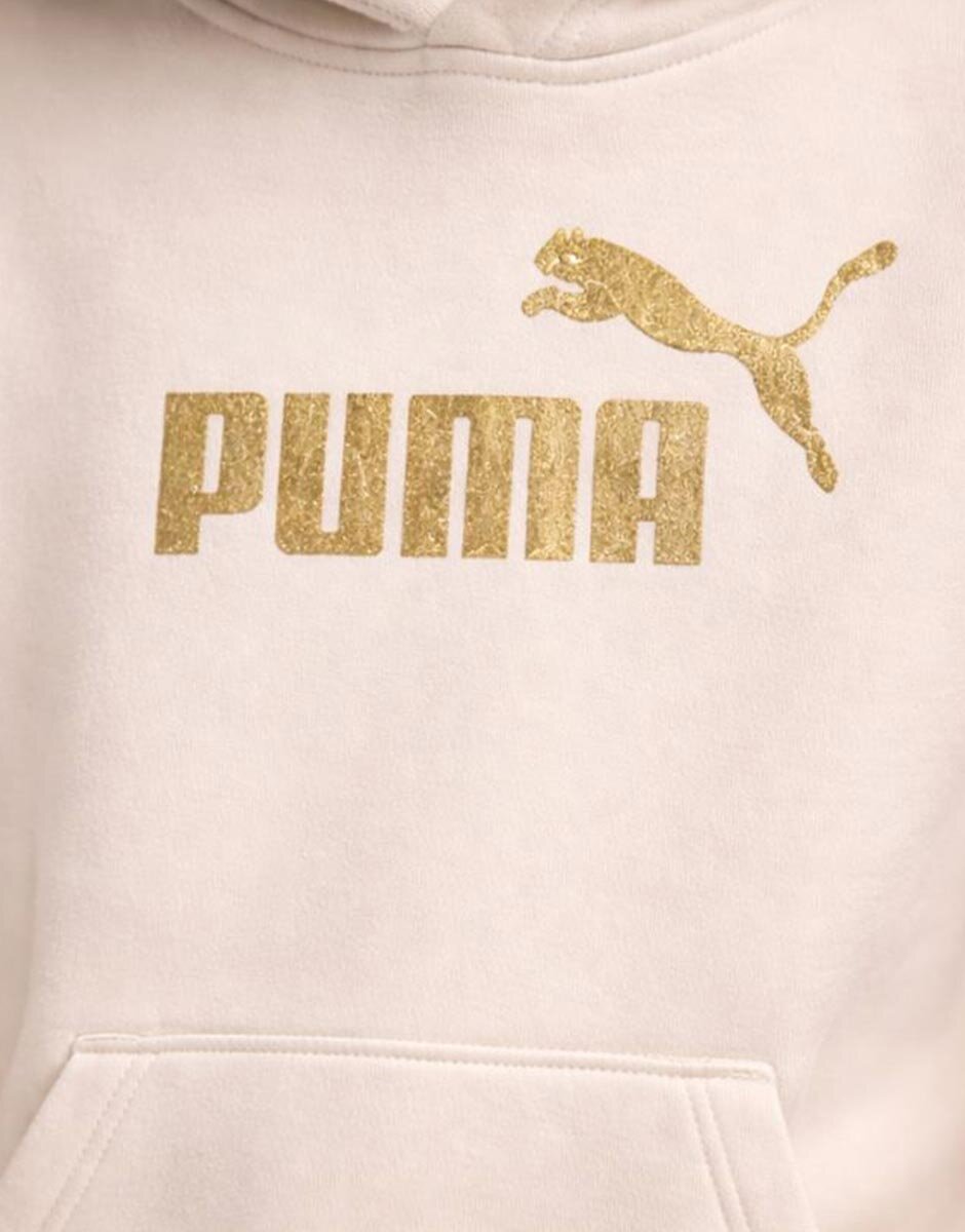 Puma Glitter Logo Hoodie Beige