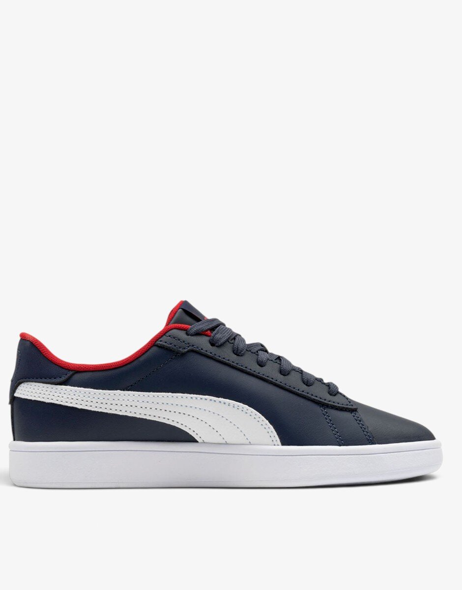 Puma Smash 3.0 Leather Jr Navy/Red