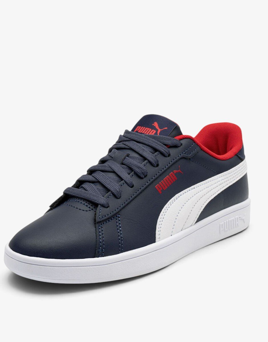 Puma Smash 3.0 Leather Jr Navy/Red