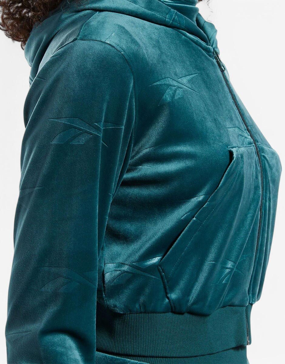 Reebok Classics Energy Q4 Velour Full-Zip Hoodie Teal