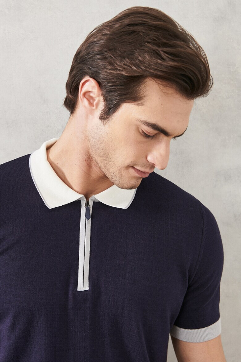 AC&Co Тениска с яка и къс цип - Pepit.bg