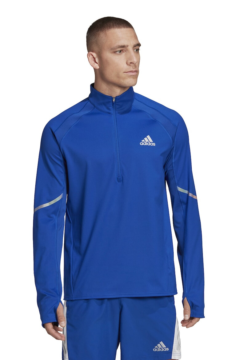 adidas Performance Блуза за бягане с къс цип с лого - Pepit.bg