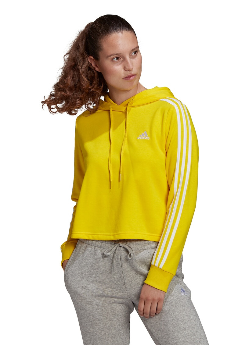 adidas Performance Къс суитшърт Essentials с качулка и ивици - Pepit.bg