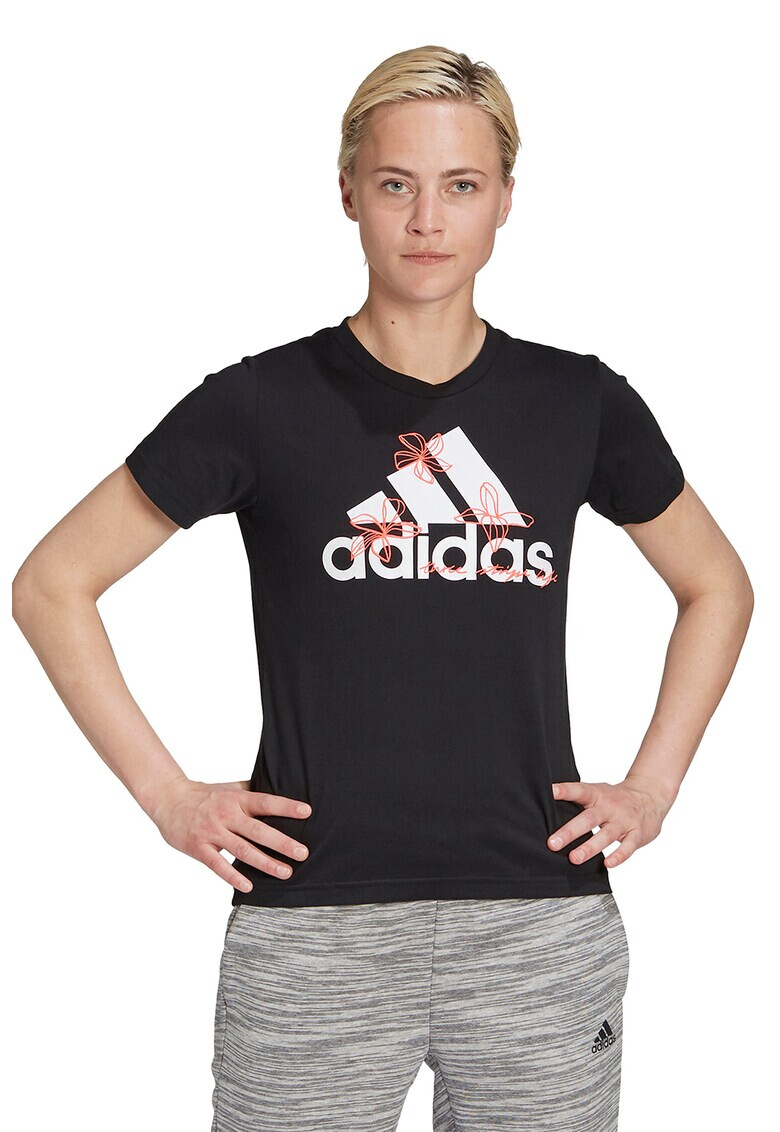 adidas Performance Тениска с овално деколте и лого - Pepit.bg