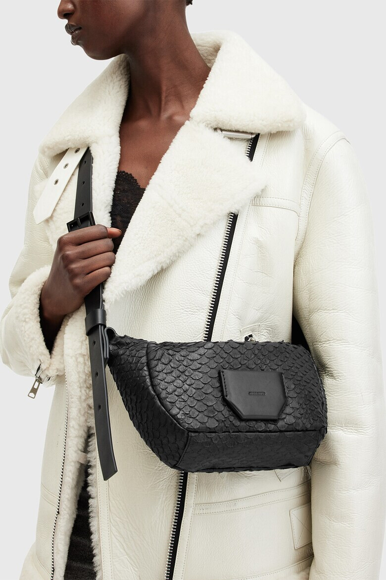 AllSaints Кожена чанта Madea с шагрен - Pepit.bg