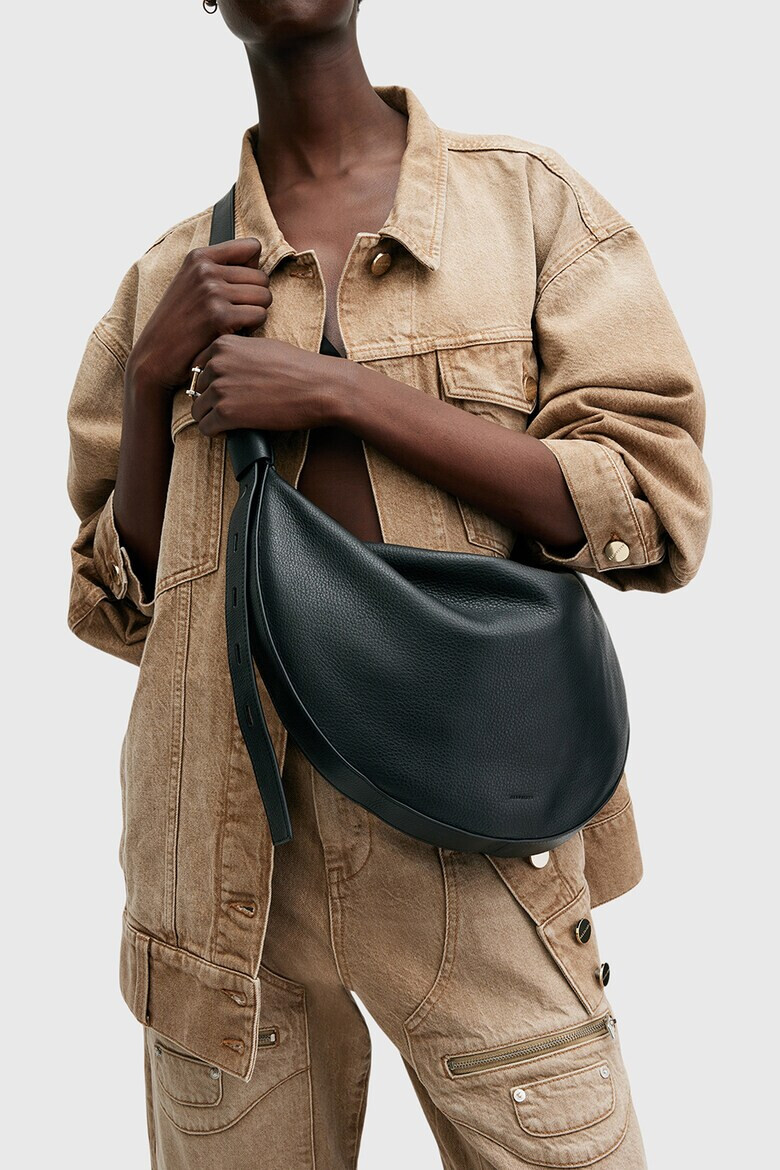 AllSaints Кожена чанта за рамо Half Moon - Pepit.bg