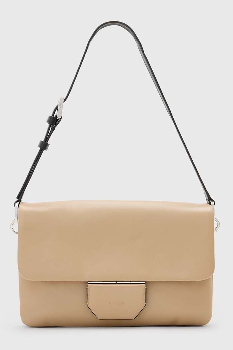 AllSaints Кожена чанта за рамо Ondine - Тъмнобежово - Pepit.bg