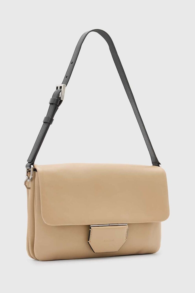 AllSaints Кожена чанта за рамо Ondine - Тъмнобежово - Pepit.bg