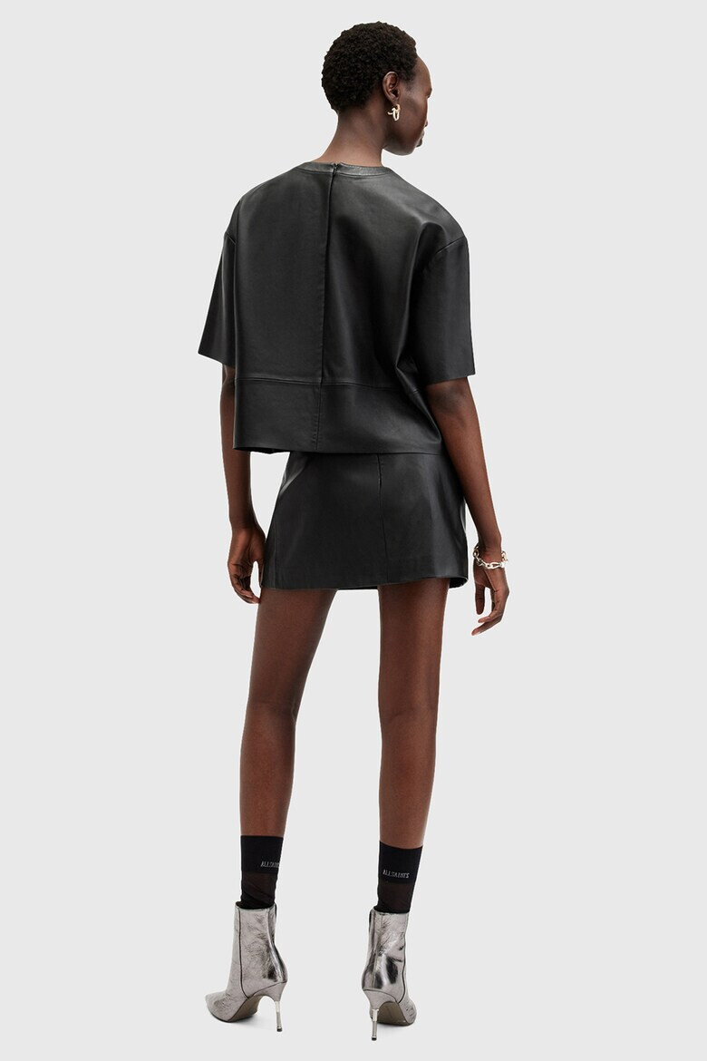 AllSaints Кожена къса пола Renai - Черен - Pepit.bg