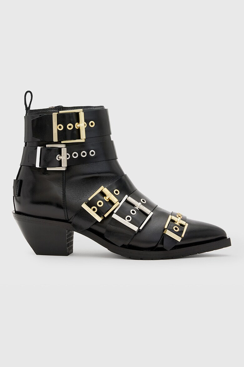 AllSaints Кожени боти с кубински ток - Pepit.bg