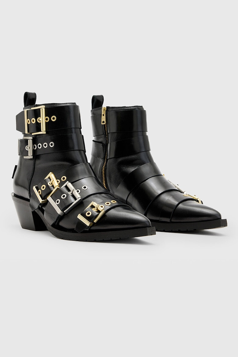 AllSaints Кожени боти с кубински ток - Pepit.bg
