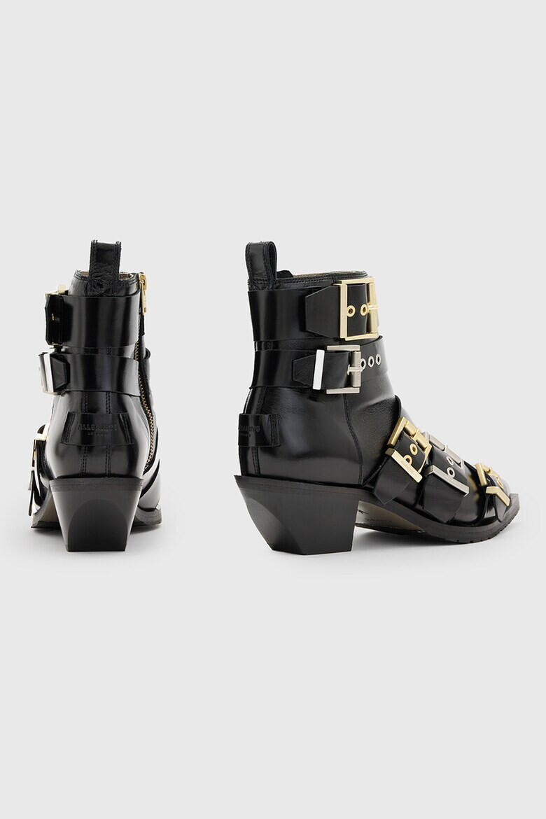 AllSaints Кожени боти с кубински ток - Pepit.bg