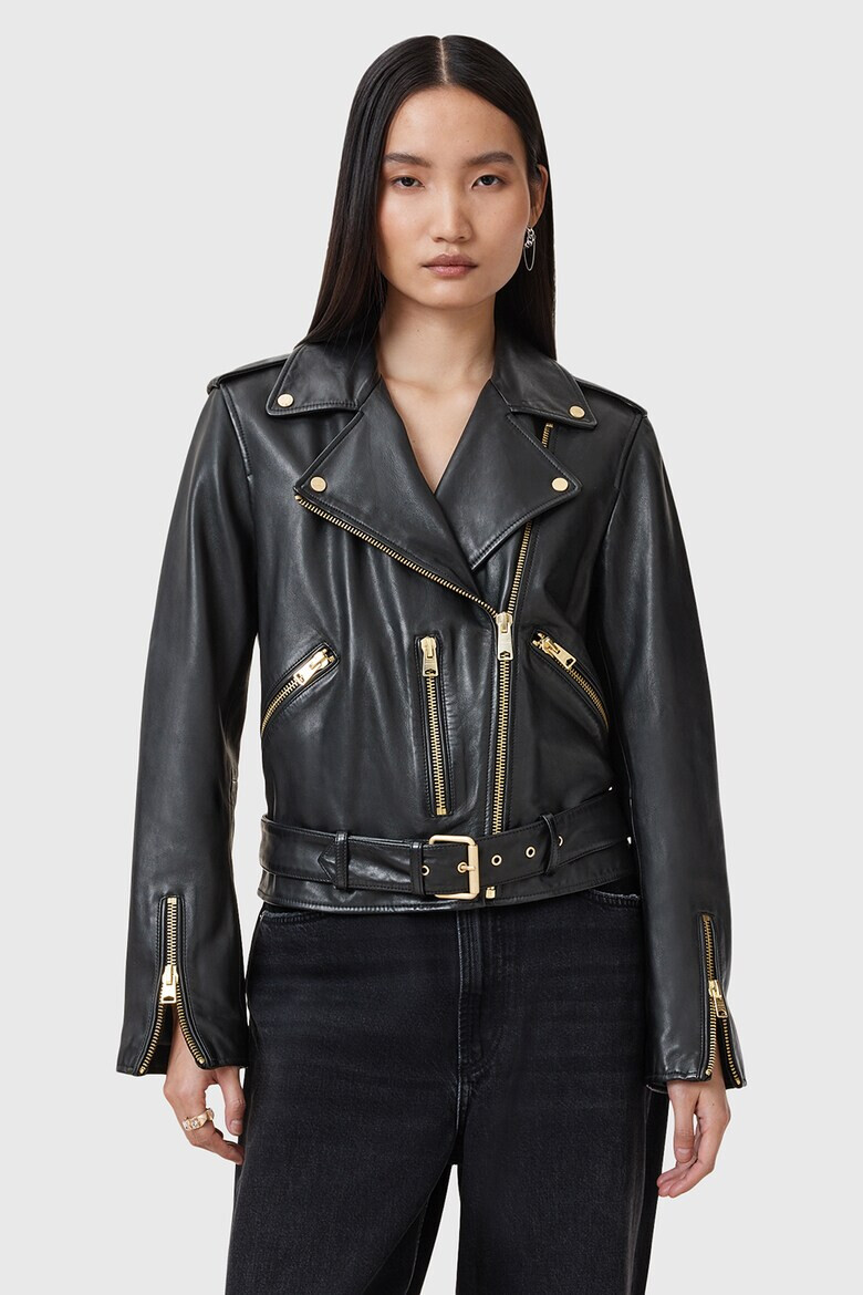 AllSaints Кожено яке Balfern с колан - Pepit.bg
