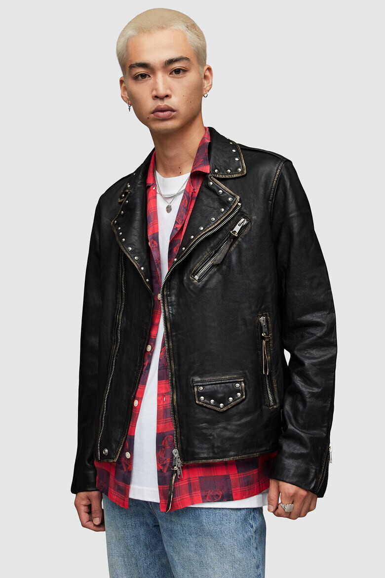 AllSaints Кожено яке Luke с капси - Pepit.bg