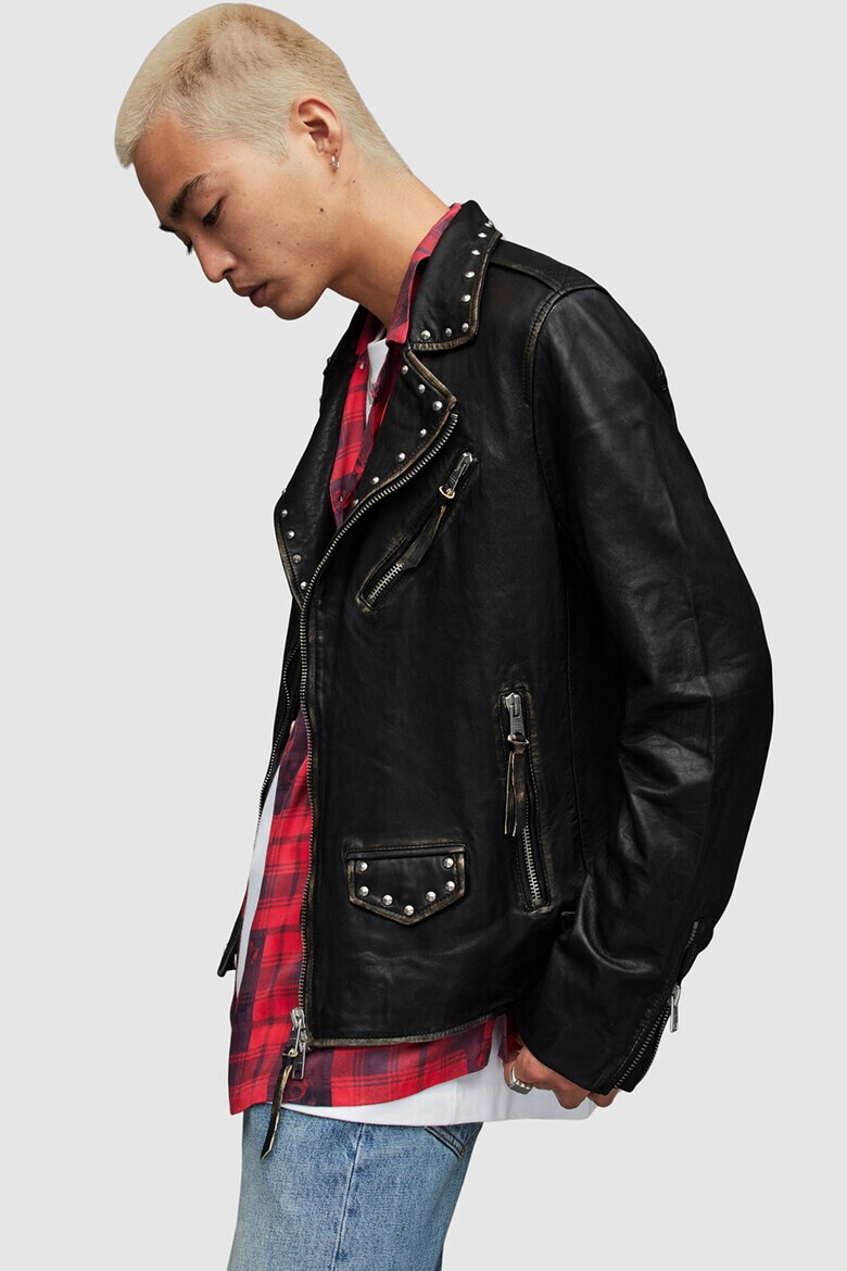 AllSaints Кожено яке Luke с капси - Pepit.bg