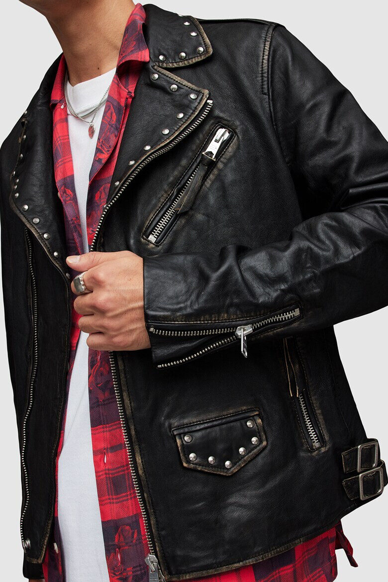 AllSaints Кожено яке Luke с капси - Pepit.bg