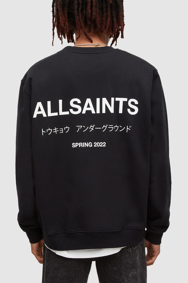 AllSaints Памучен суитшърт Underground - Черен - Бял - - Pepit.bg