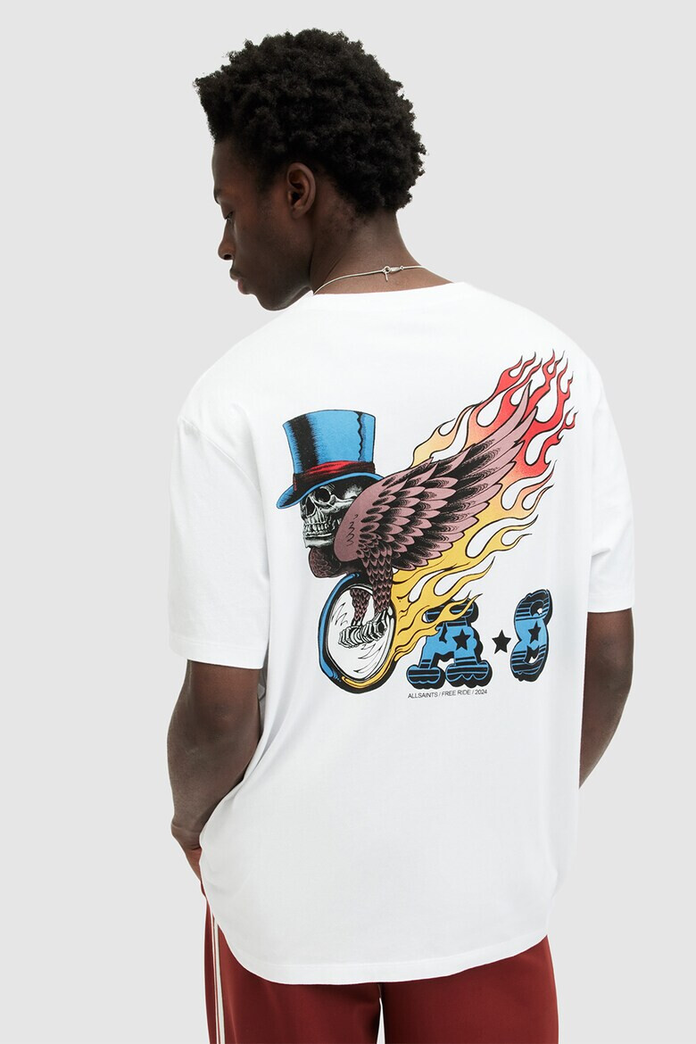 AllSaints Памучна тениска Roller с фигурална шарка - Pepit.bg