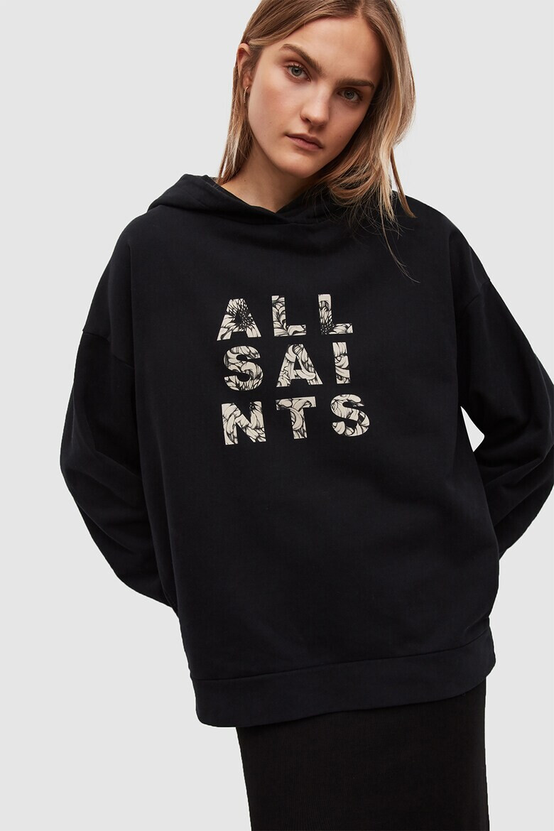 AllSaints Памучно худи с уголемено лого - Pepit.bg