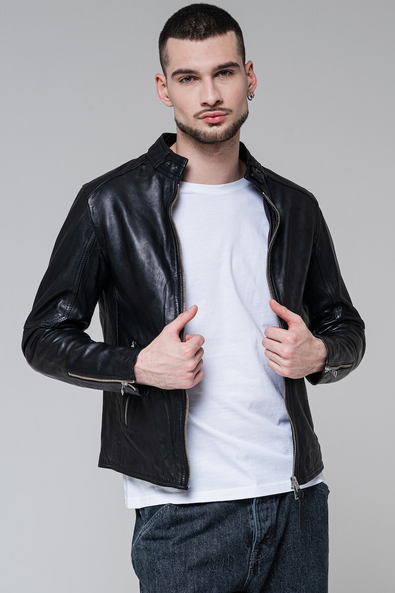 AllSaints Слим кожено яке - Pepit.bg