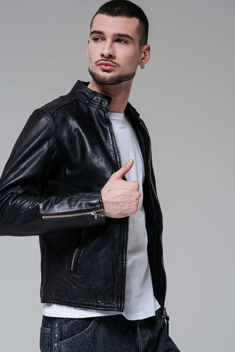 AllSaints Слим кожено яке - Pepit.bg