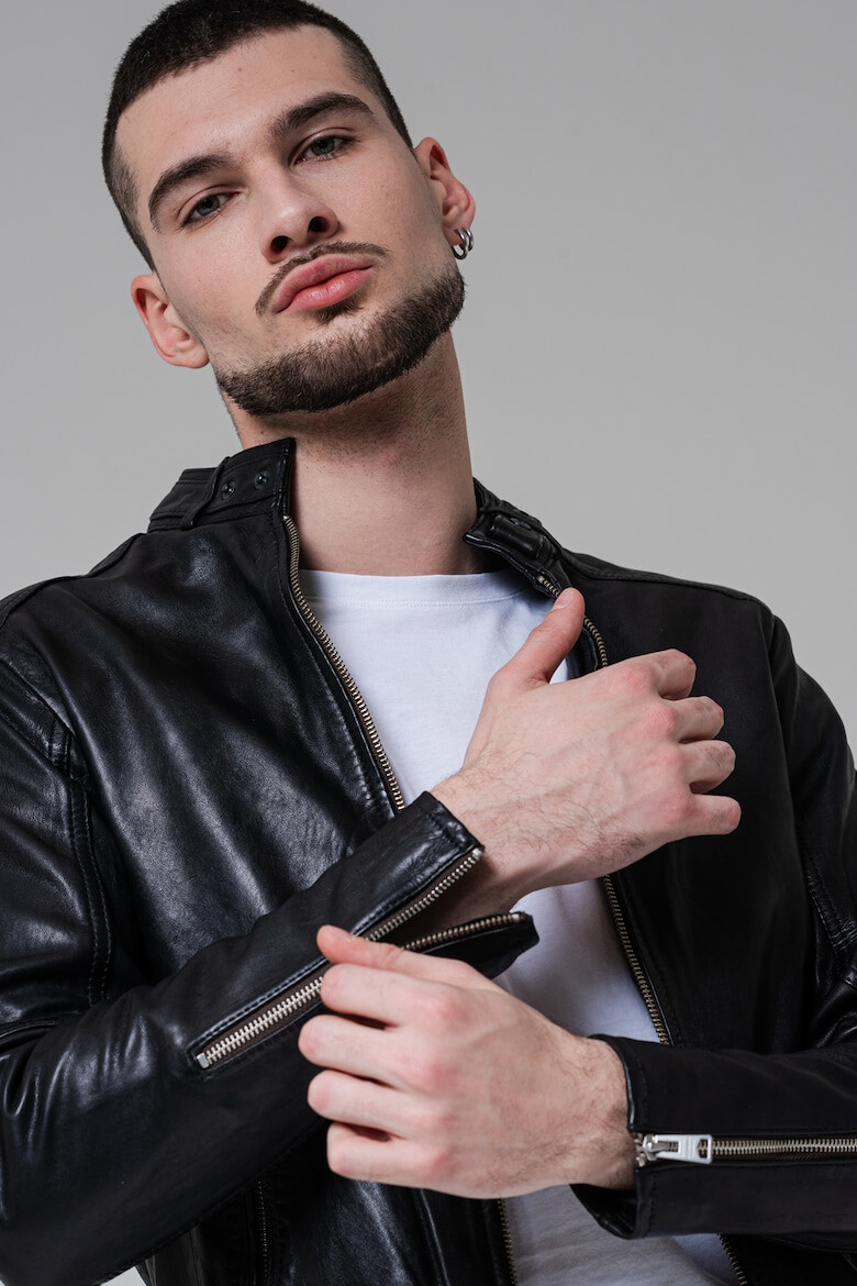 AllSaints Слим кожено яке - Pepit.bg