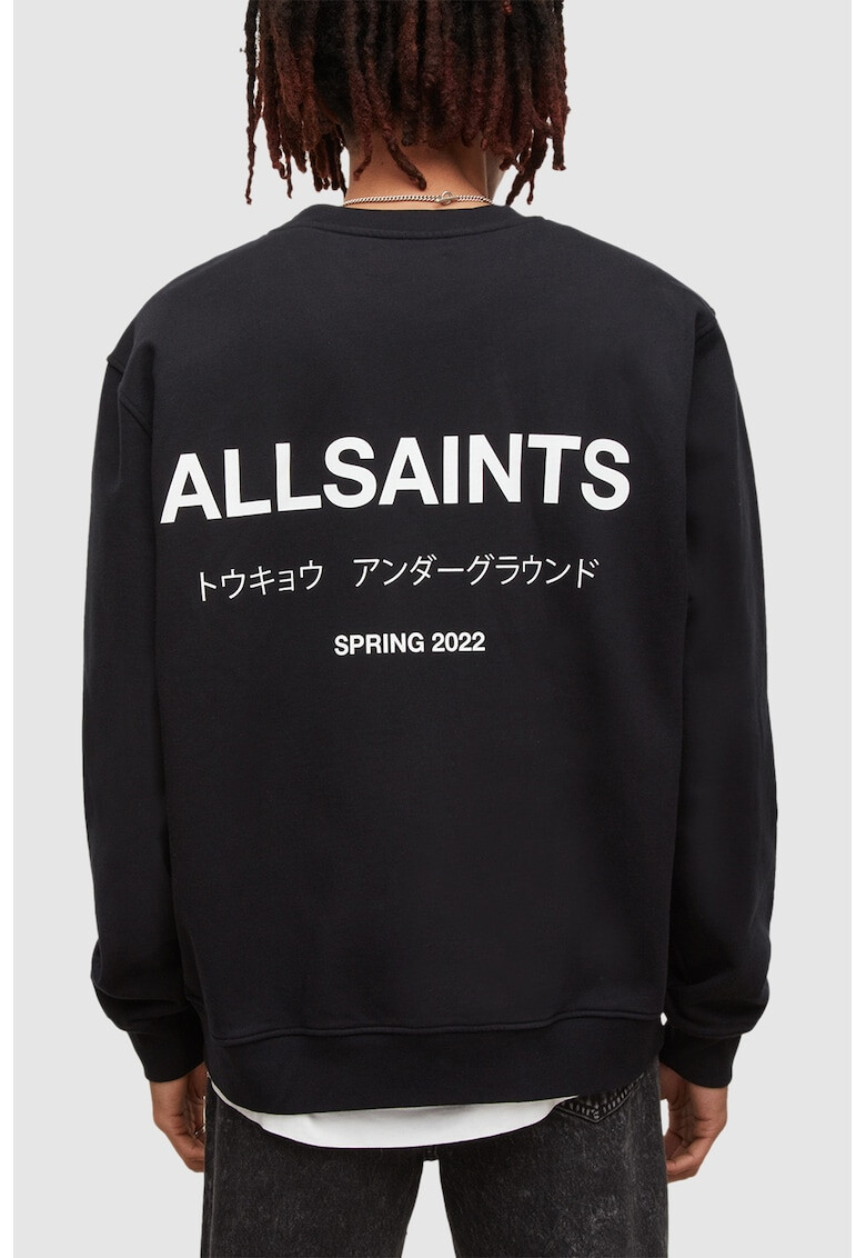 AllSaints Памучен суитшърт Underground - Черен - Бял - - Pepit.bg