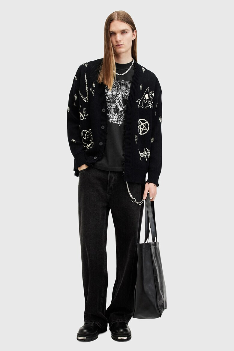 AllSaints Уголемена памучна тениска Morph Skull - Pepit.bg
