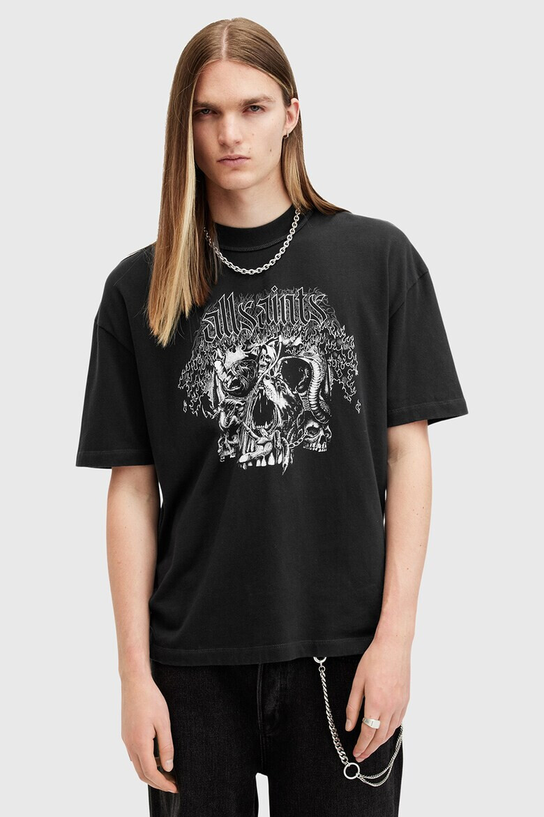 AllSaints Уголемена памучна тениска Morph Skull - Pepit.bg