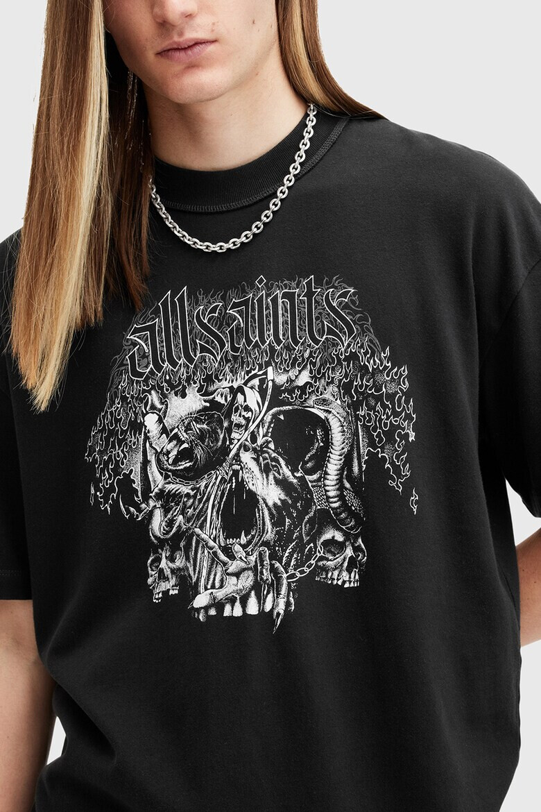 AllSaints Уголемена памучна тениска Morph Skull - Pepit.bg