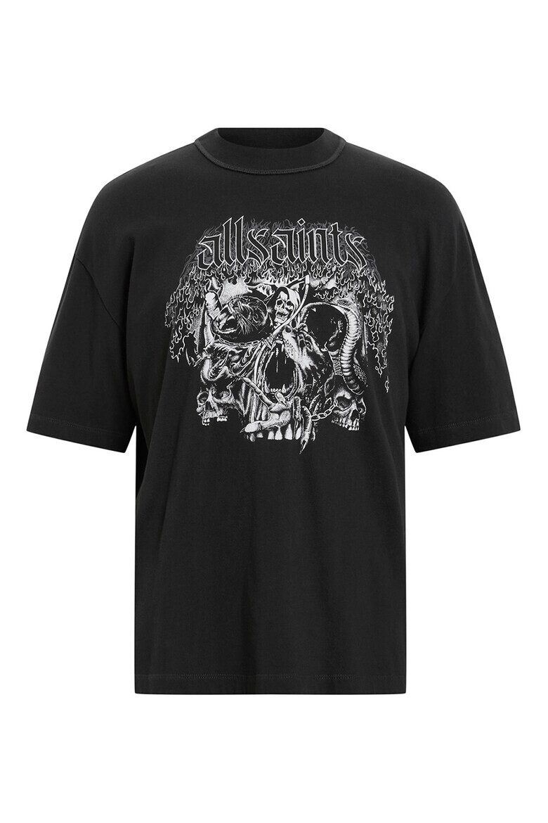 AllSaints Уголемена памучна тениска Morph Skull - Pepit.bg