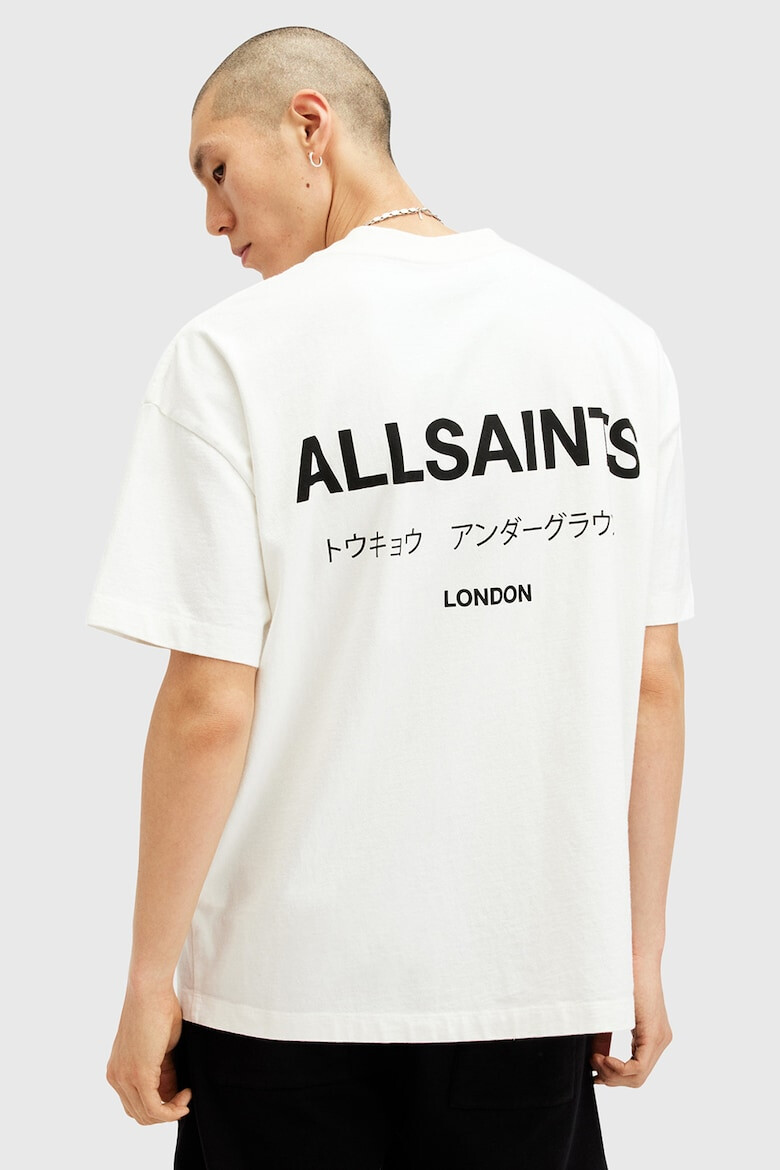 AllSaints Уголемена памучна тениска Underground с лого - Бял - Pepit.bg