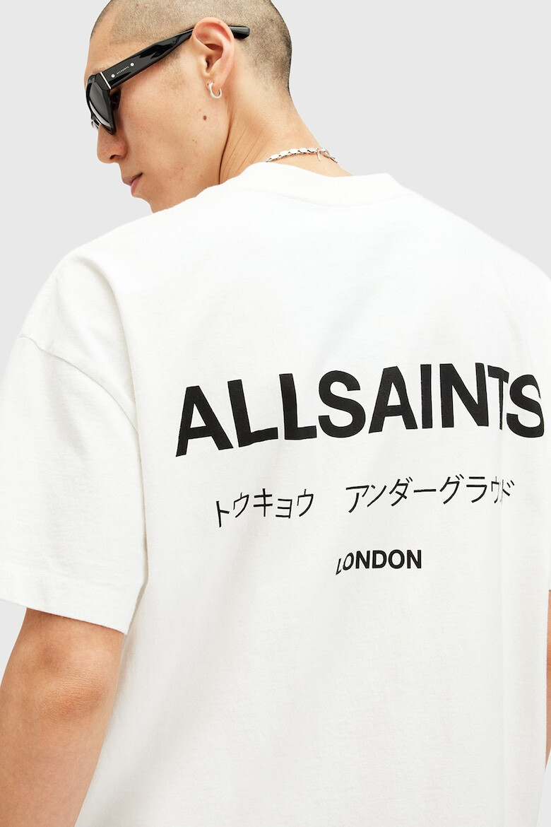 AllSaints Уголемена памучна тениска Underground с лого - Бял - Pepit.bg