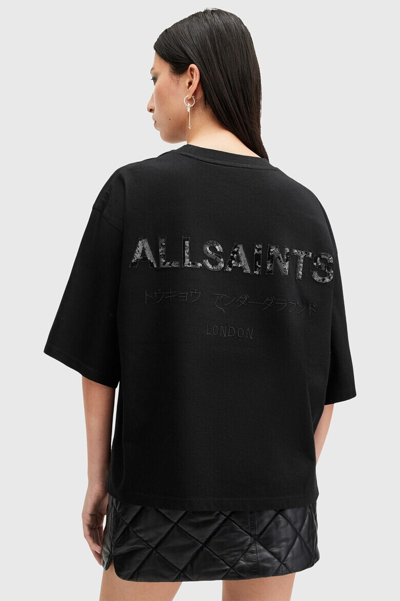 AllSaints Уголемена тениска Amelia с лого - Pepit.bg